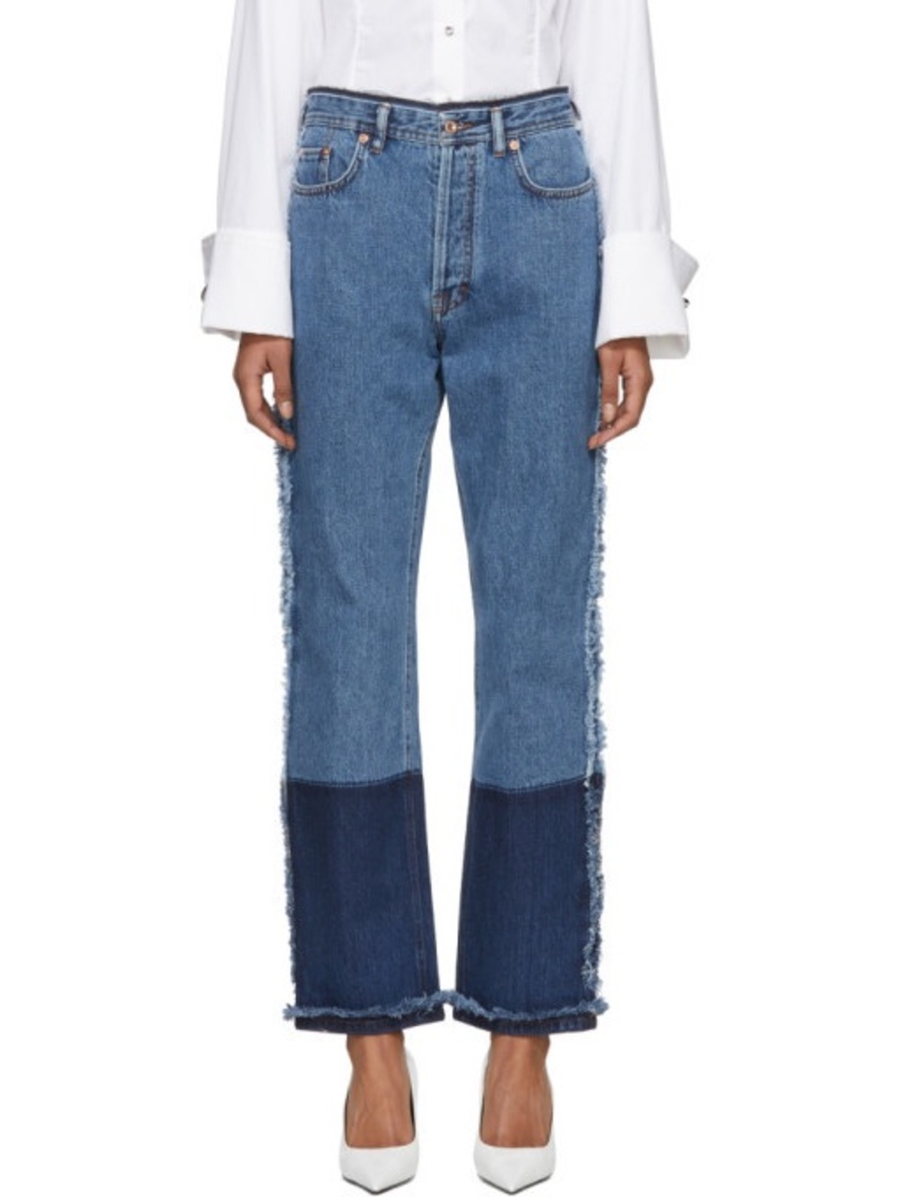 Acne Studios Myrja Two-Tone Blue Women's Straight-Leg Jeans - EU 34